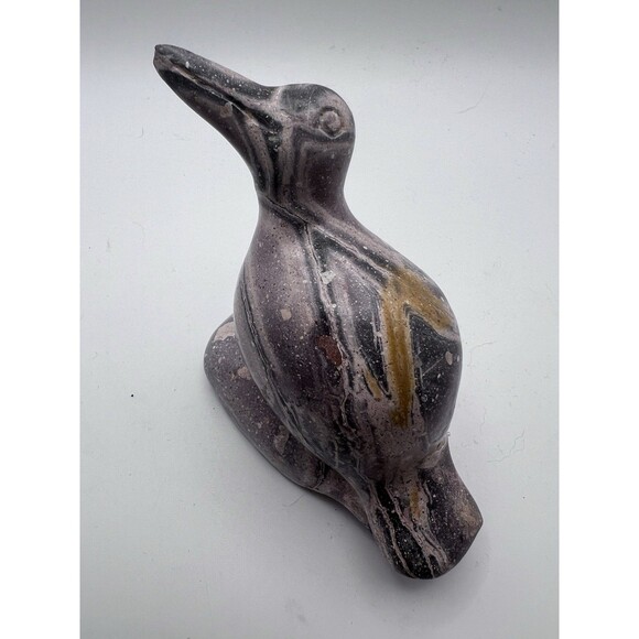 Inuit Soapstone Carved Bird Sculpture Figurine Folk Art Marbled - Picture 1 of 9